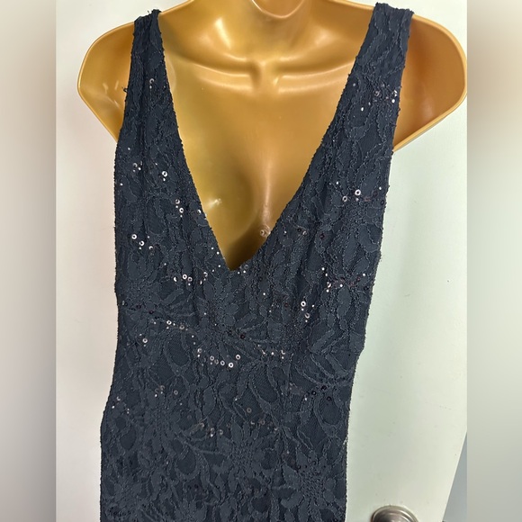 Lauren Ralph Lauren Evening Black Vintage ShimmerSequin Floral Textured Dress 6P - Picture 6 of 16